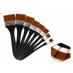 Professional straight brush for applying gesso, long wooden stick, dense bristles